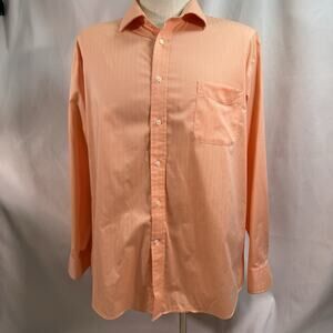 Lauren Ralph Lauren‎ Men's 2XL Orange Striped Button Up Long Sleeve Dress Shirt